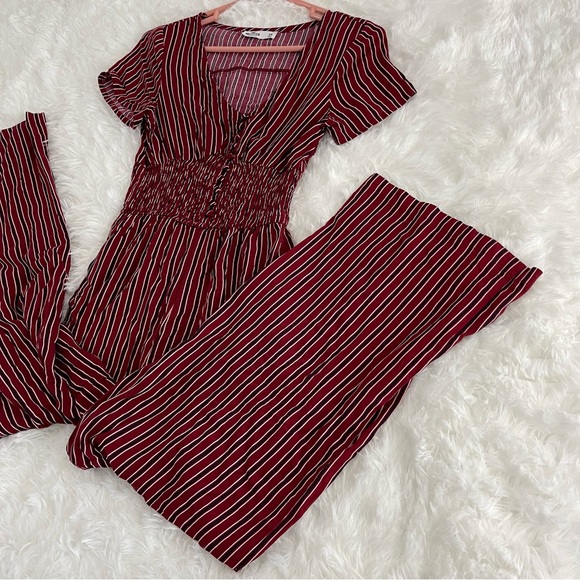 Hollister pants jumper burgundy with black and white stripes size XS - Picture 3 of 5